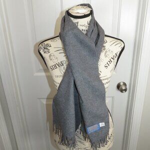 Vintage Pendleton 100% Virgin Wool Scarf USA Made Charcoal Gray Fringe 52"x12"